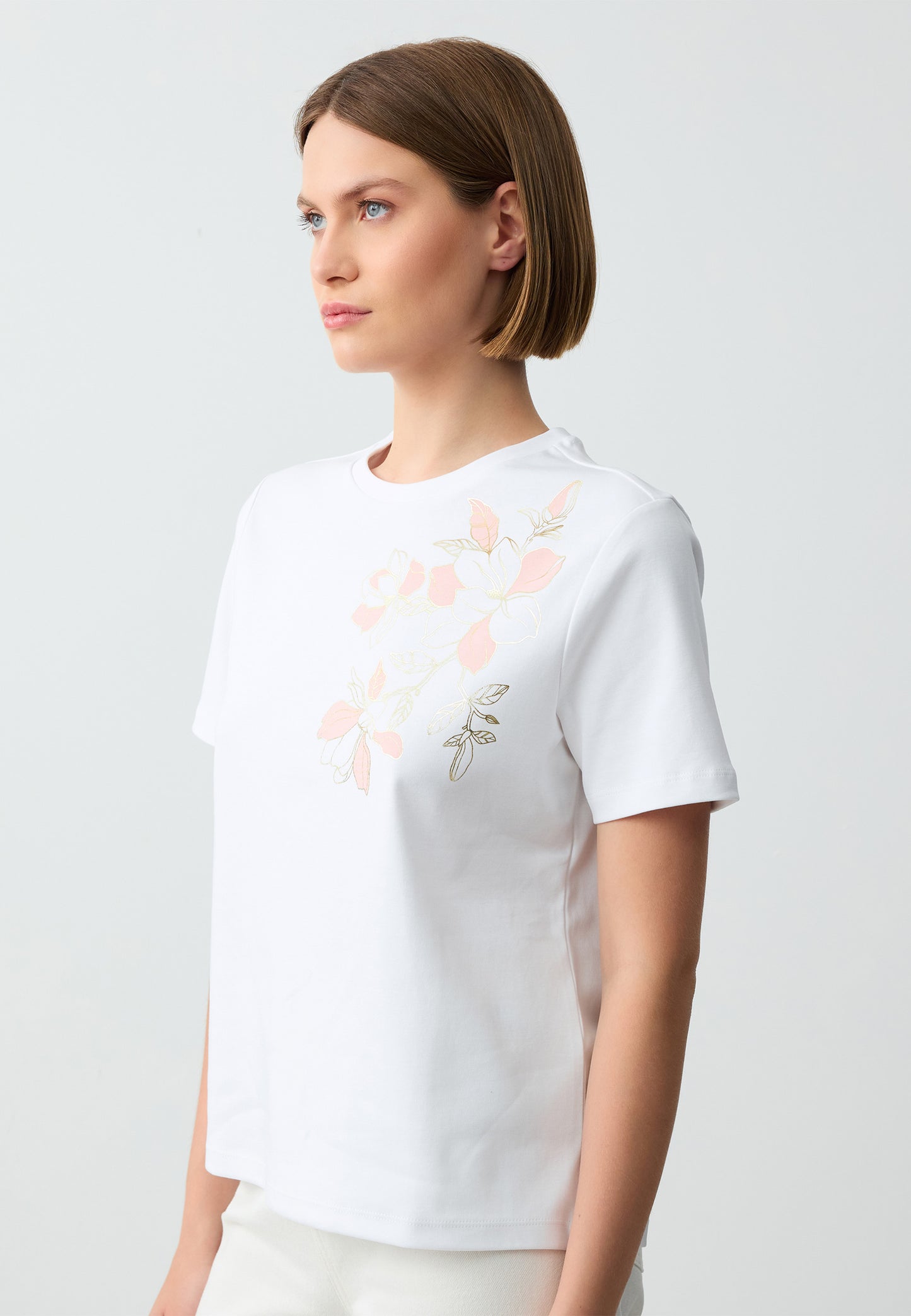 100% Cotton Round Neck Short Sleeve Patterned Knitted T-Shirt