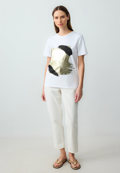 Regular Fit Crew Neck Knitted White T-Shirt