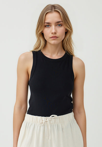Round Neck Slim Fit Sleeveless Knit Tank Top