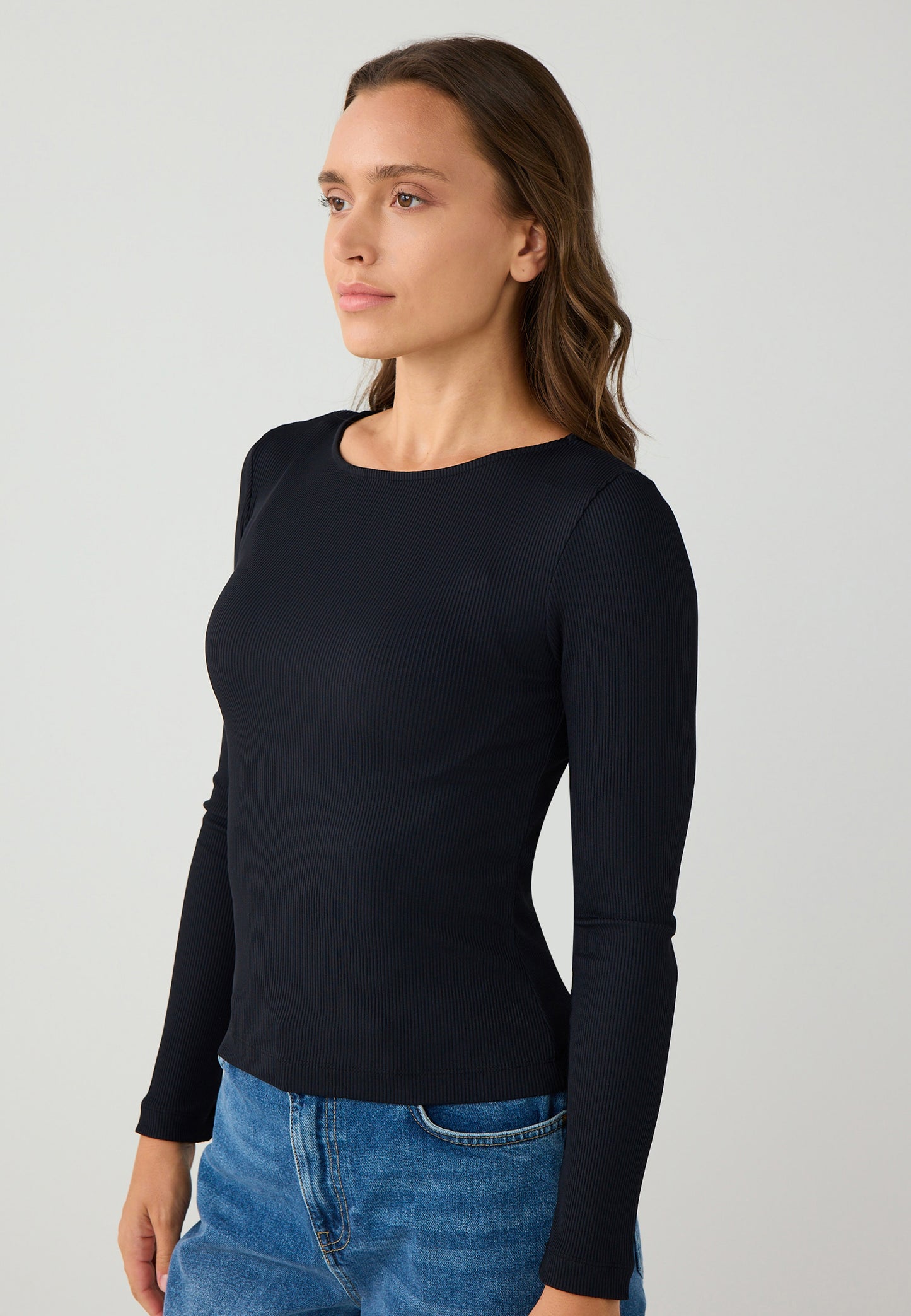 Slim Fit Off-the-shoulder Knitted Black Blouse