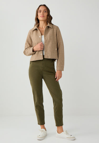 Regular Fit Woven Beige Coat