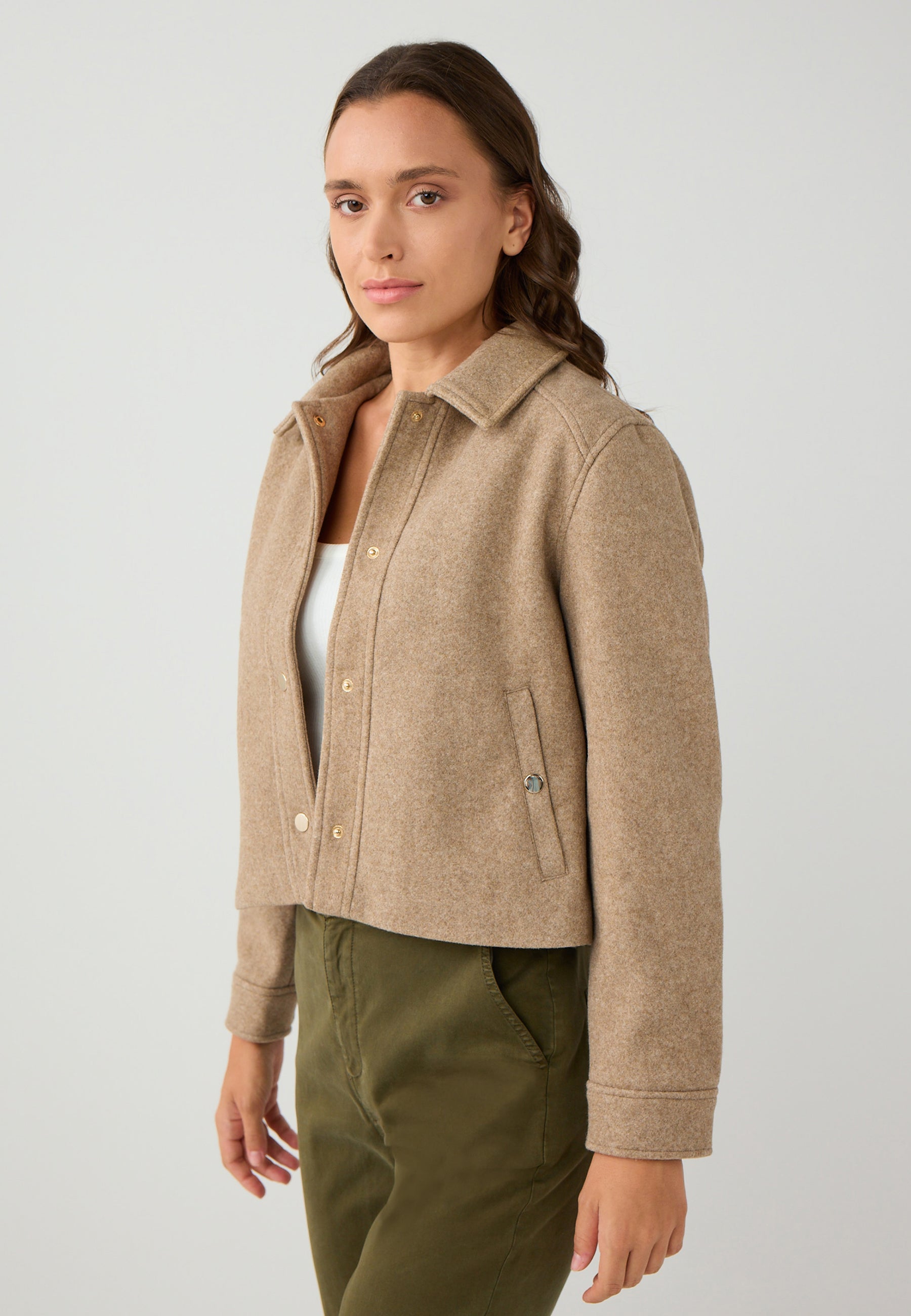 Regular Fit Woven Beige Coat