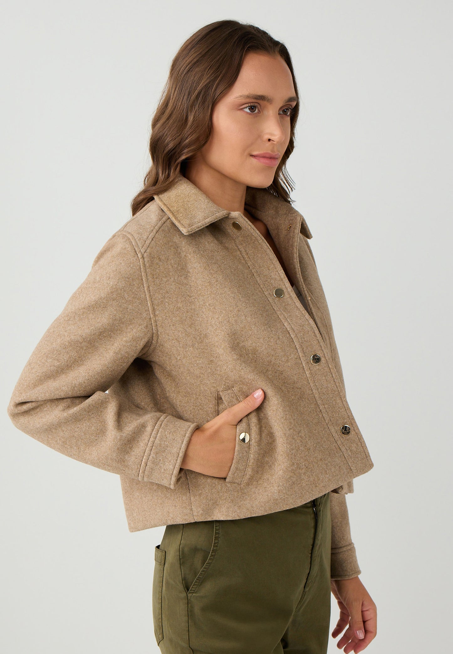 Regular Fit Woven Beige Coat