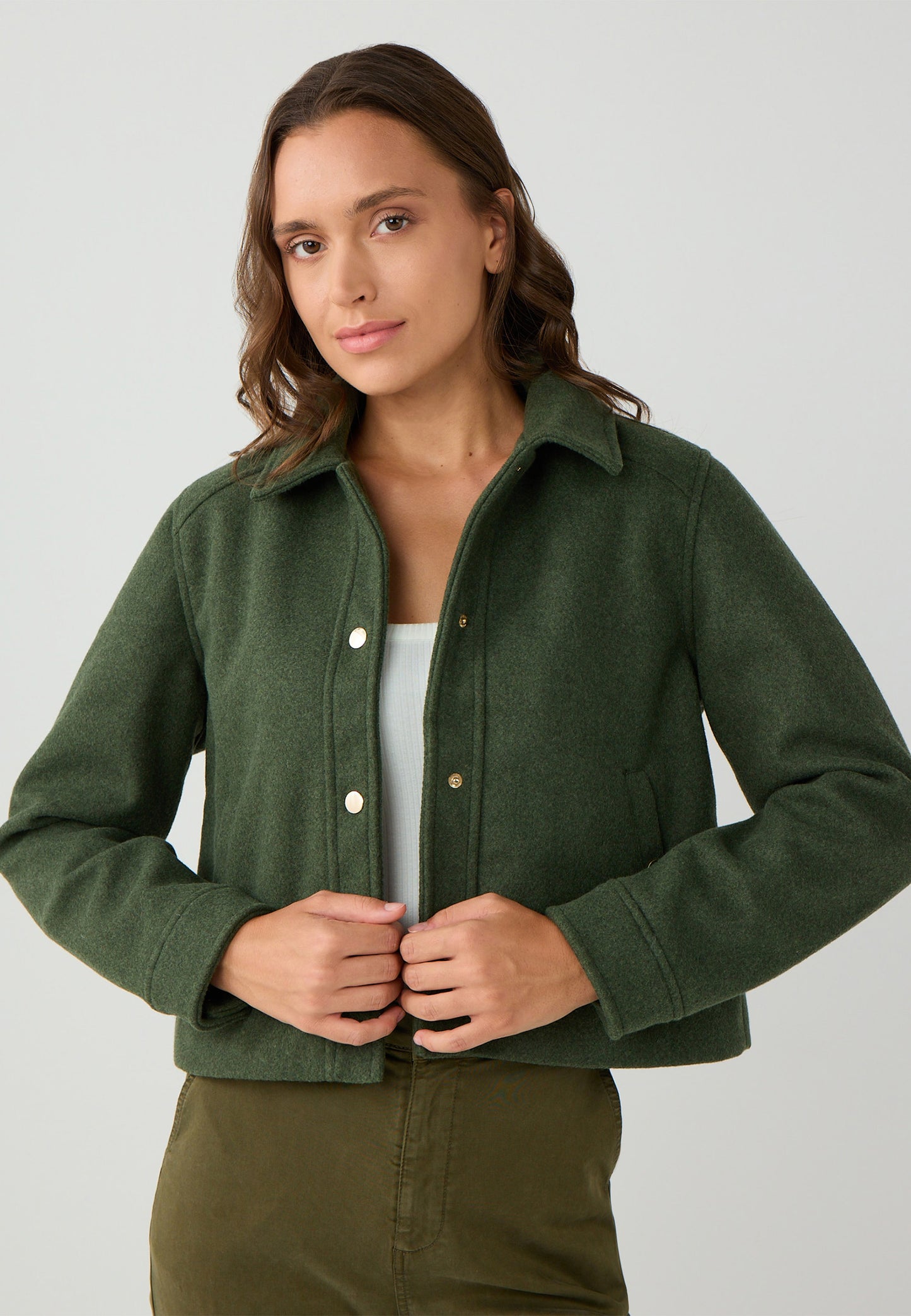 Regular Fit Woven Khaki Coat