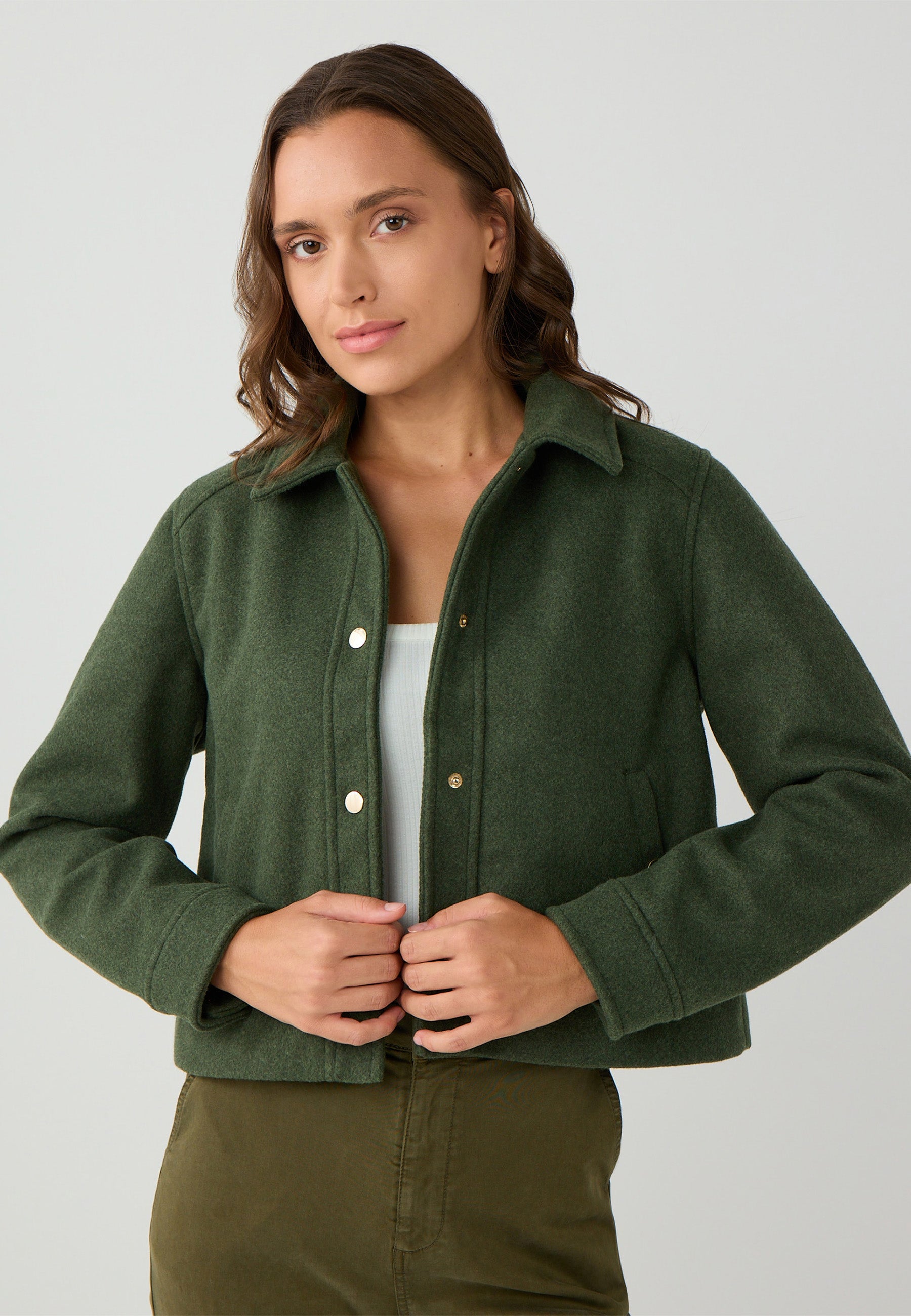 Regular Fit Woven Khaki Coat