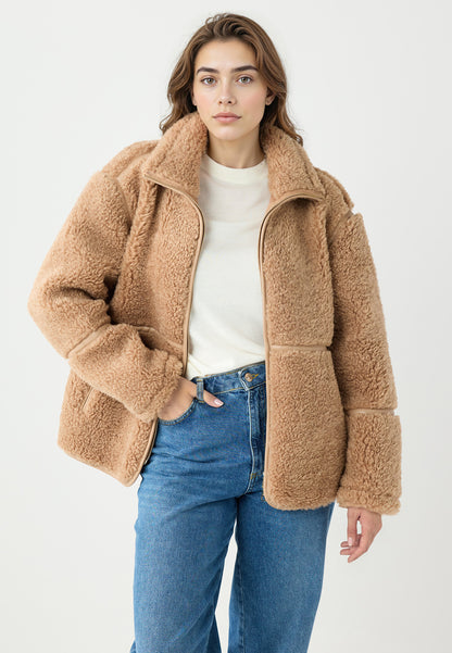 Stand-Up Collar Pocket-Detailed Zippered Fleece Jacket