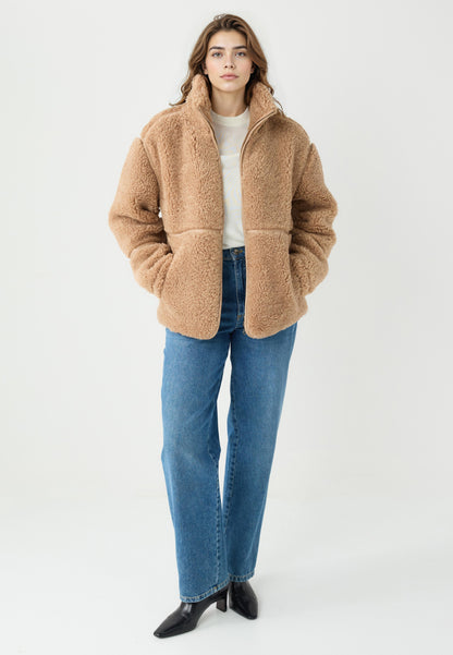 Stand-Up Collar Pocket-Detailed Zippered Fleece Jacket