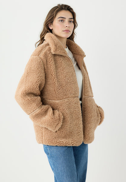 Stand-Up Collar Pocket-Detailed Zippered Fleece Jacket