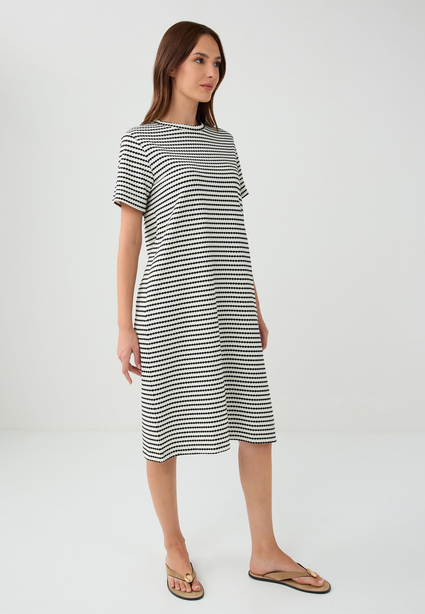 Regular Fit Crew neck Knitted Black Dress