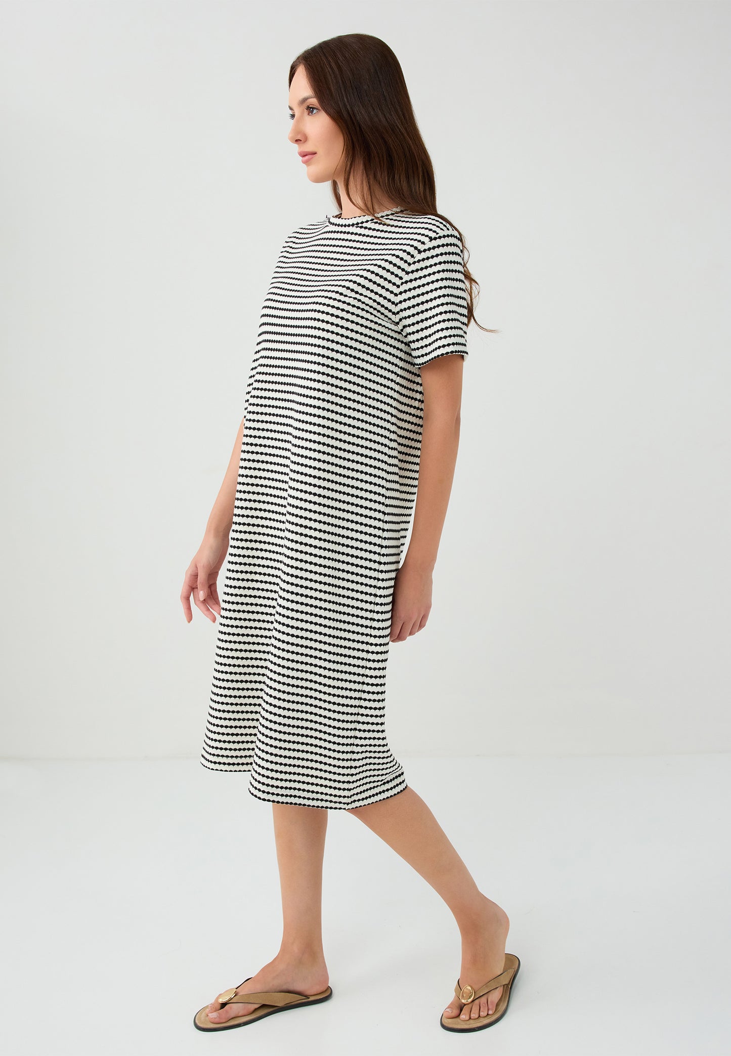 Regular Fit Crew neck Knitted Black Dress