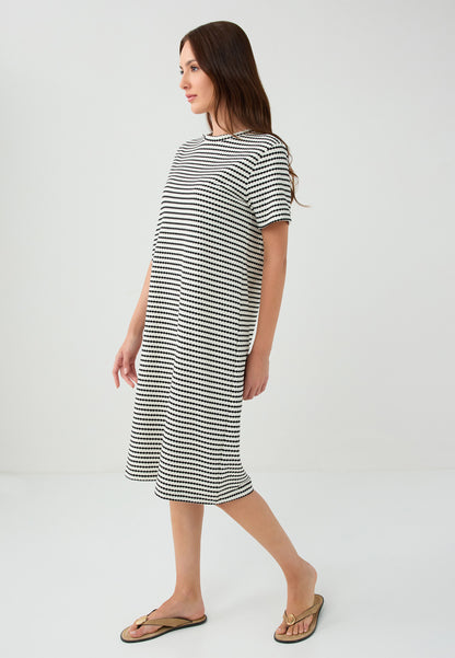 Regular Fit Crew neck Knitted Black Dress