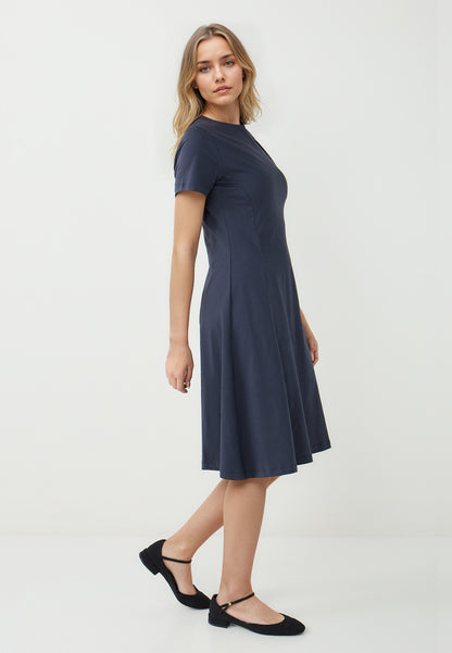 Slim Fit Off-the-shoulder Knitted Dark Blue Dress