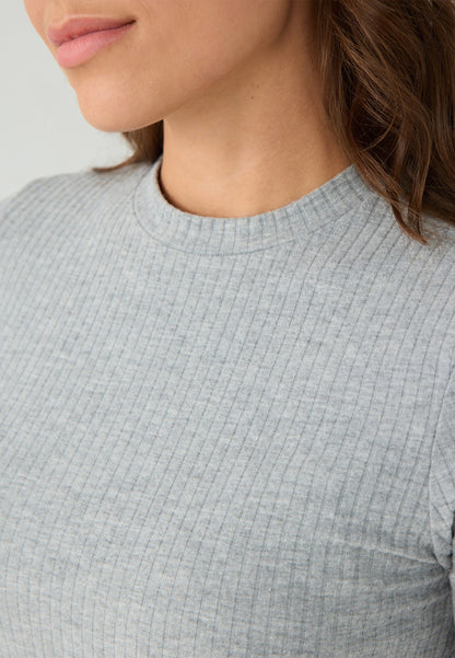 Regular Fit Crew neck Knitted Grey Dress