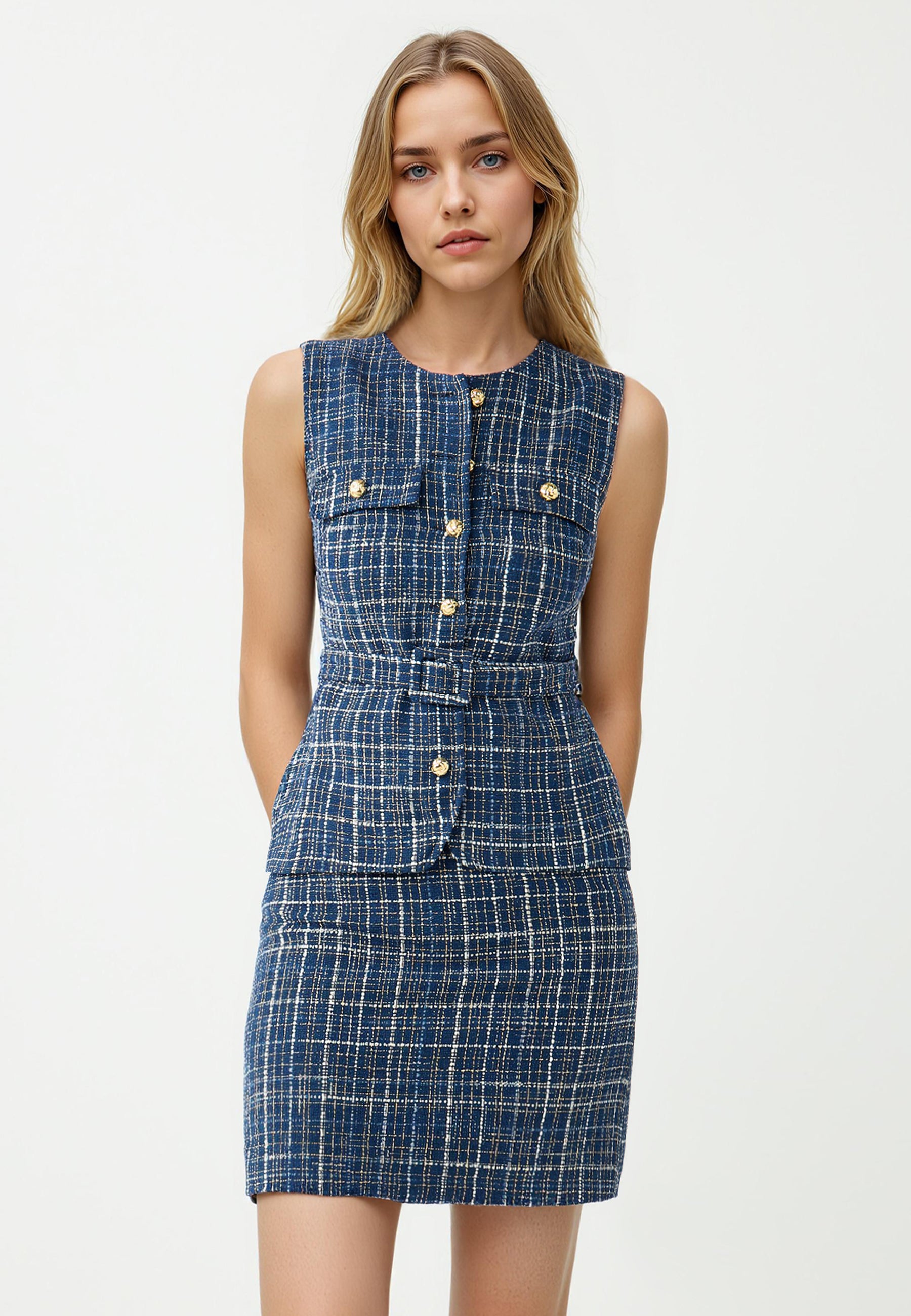 Regular Fit Woven Dark Blue Skirt