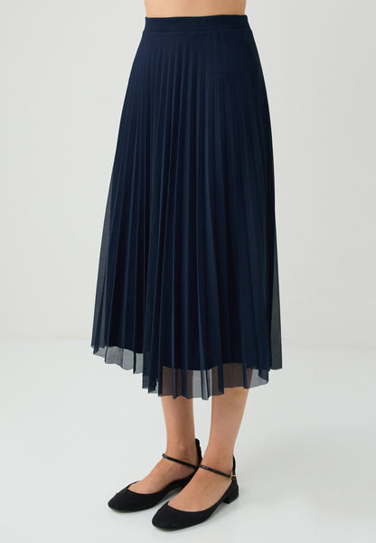 Loose Fit Knitted Dark Blue Skirt