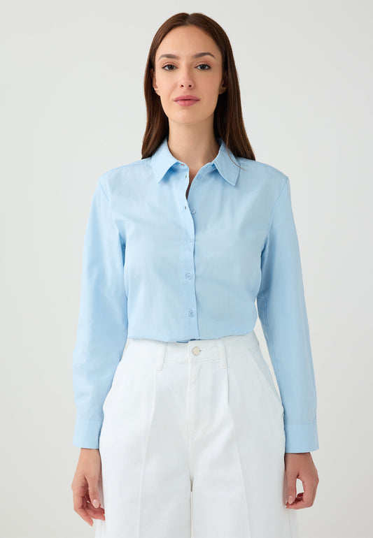 Regular Fit Shirt Collar Woven Blue Shirt
