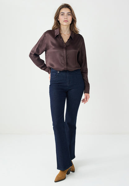 Relaxed Fit Long Sleeve Satin Shirt