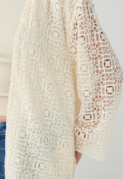 Regular Fit Woven White Cardigan