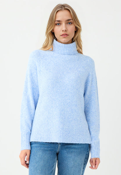 Regular Fit Polo Neck Light Blue Tricot Pullover