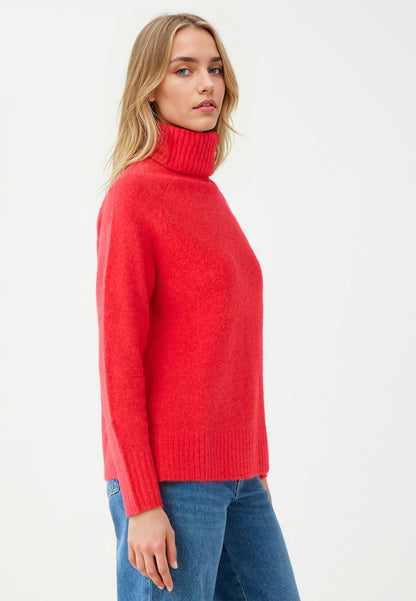 Regular Fit Polo Neck Red Tricot Pullover