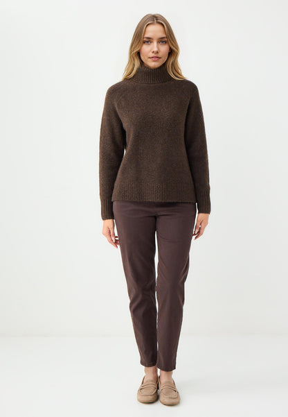 Regular Fit Polo Neck Biiter Brown Tricot Pullover