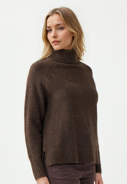 Regular Fit Polo Neck Biiter Brown Tricot Pullover
