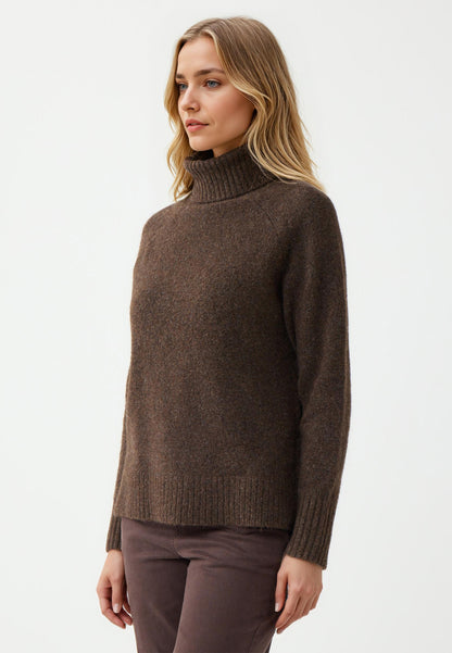 Regular Fit Polo Neck Biiter Brown Tricot Pullover