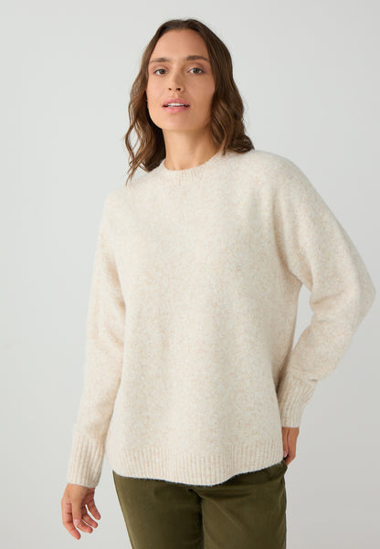 Loose Fit Crew neck Tricot Ecru Pullover