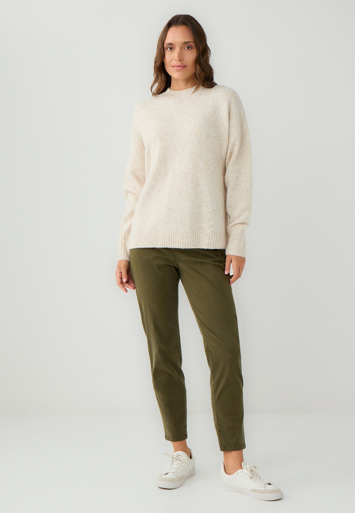 Loose Fit Crew neck Tricot Ecru Pullover