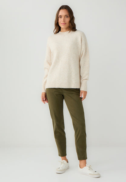 Loose Fit Crew neck Tricot Ecru Pullover