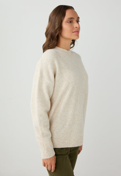 Loose Fit Crew neck Tricot Ecru Pullover