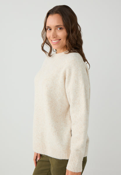Loose Fit Crew neck Tricot Ecru Pullover