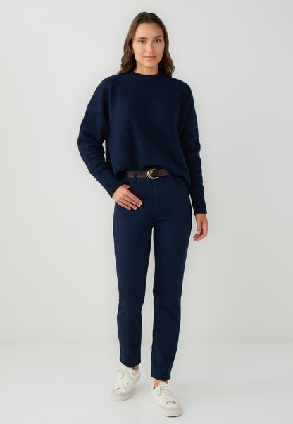 Loose Fit Crew Neck Tricot Dark Blue Pullover