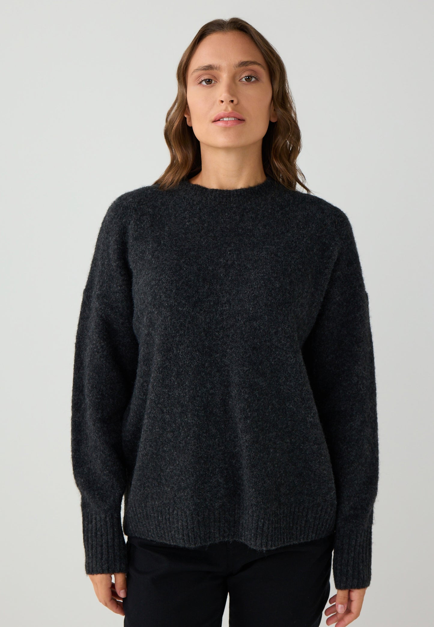 Loose Fit Crew neck Tricot Anthracite Pullover