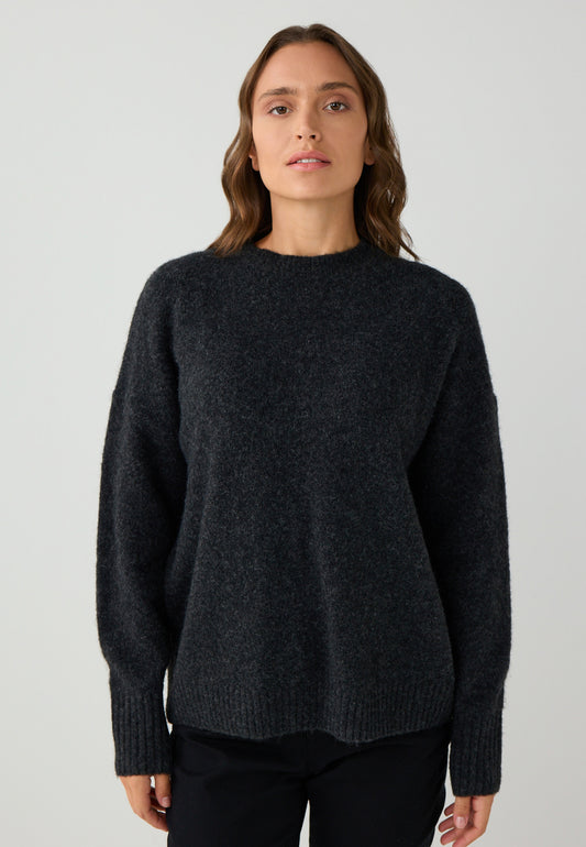Loose Fit Crew neck Tricot Anthracite Pullover