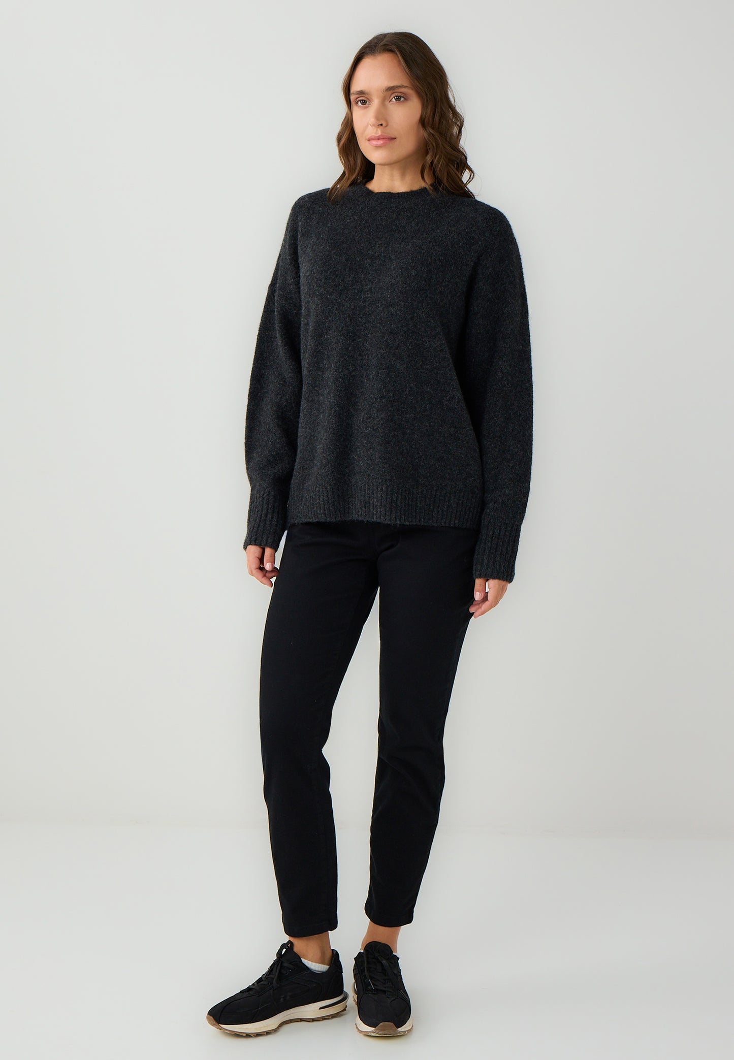 Loose Fit Crew neck Tricot Anthracite Pullover
