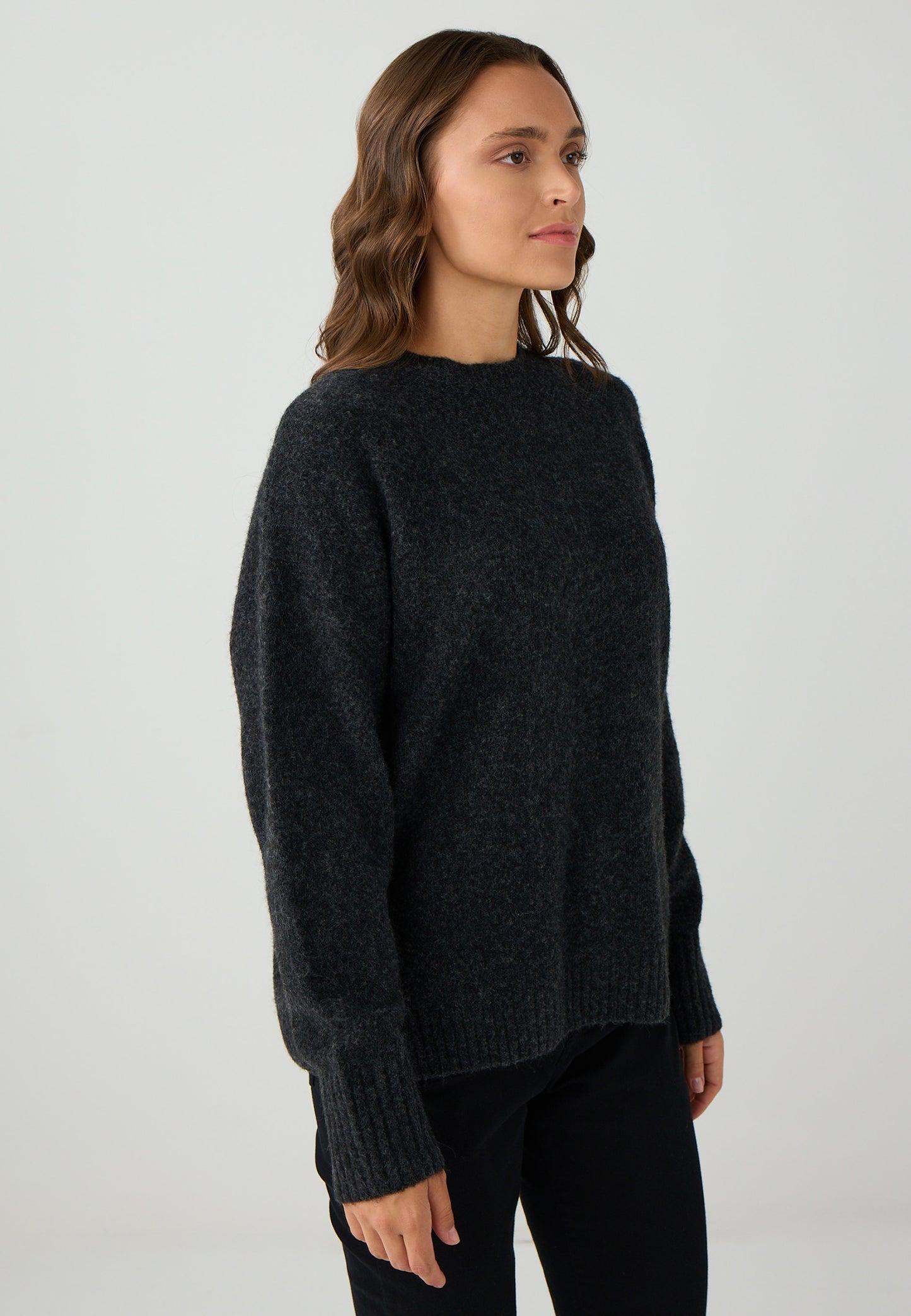 Loose Fit Crew neck Tricot Anthracite Pullover