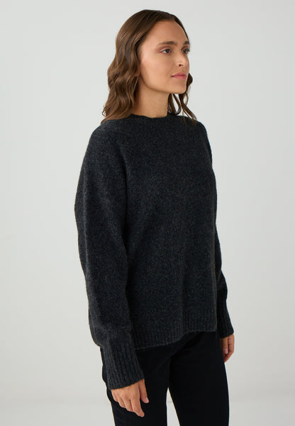 Loose Fit Crew neck Tricot Anthracite Pullover