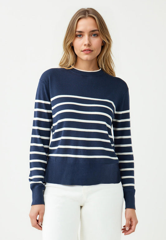 Regular Fit Crew neck Tricot Striped Pullover