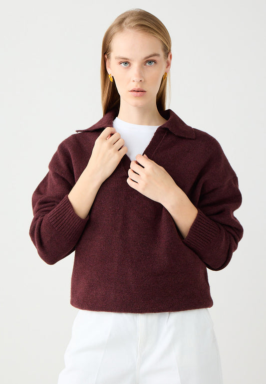 V-Neck Long Sleeve Knit Sweater