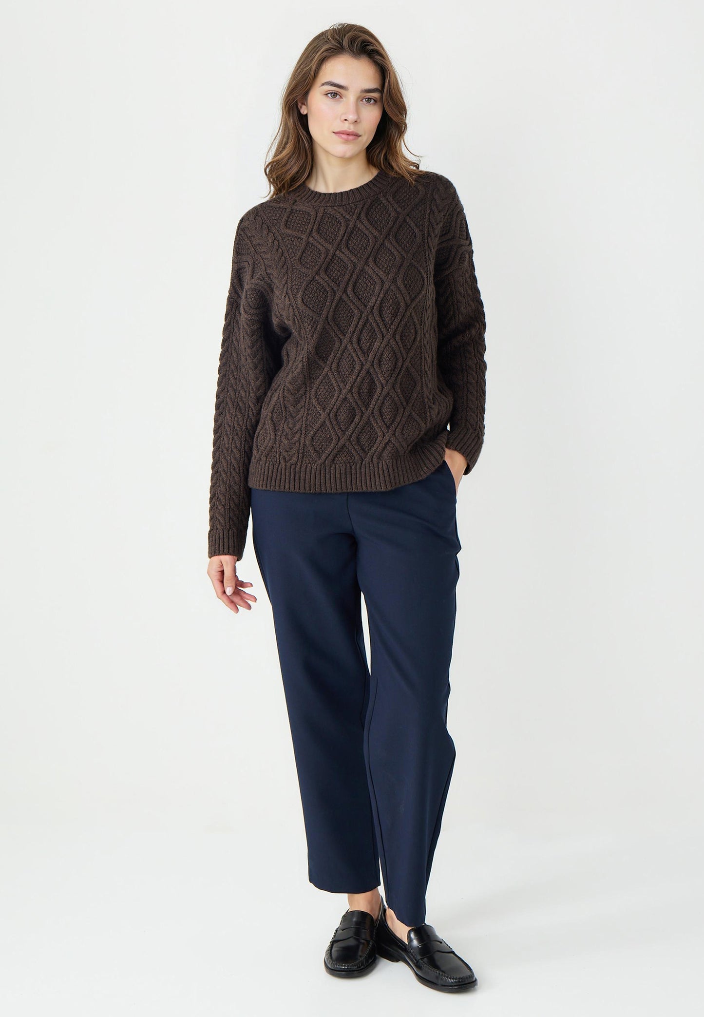 Long Sleeve Bike Neck Patterned Knit Sweater