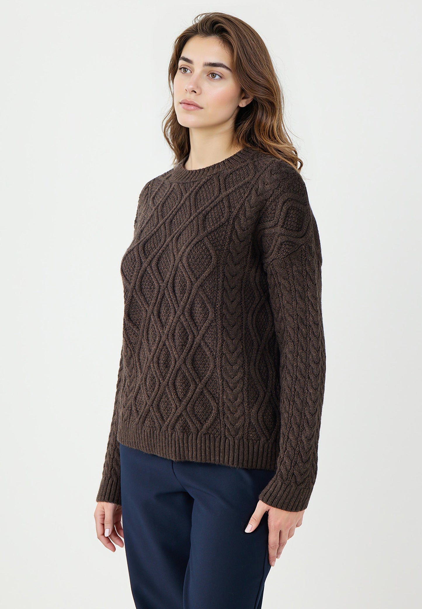 Long Sleeve Bike Neck Patterned Knit Sweater