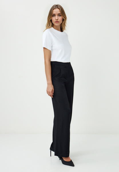 Regular Waist Wide Leg Straight Cut Woven Trousers