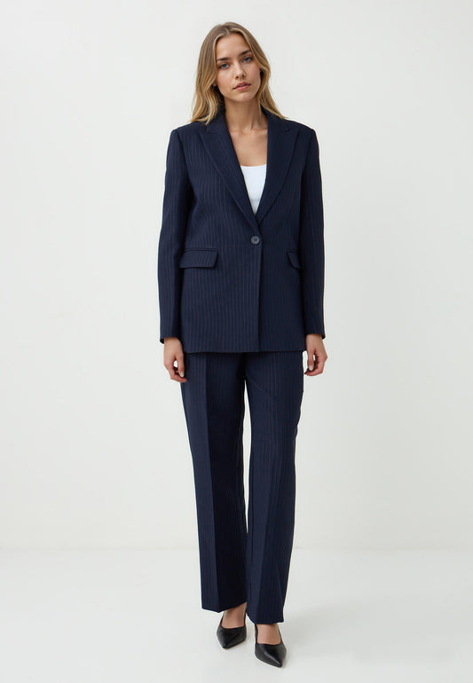 Regular-Leg Regular-Waist Gabardine Trousers
