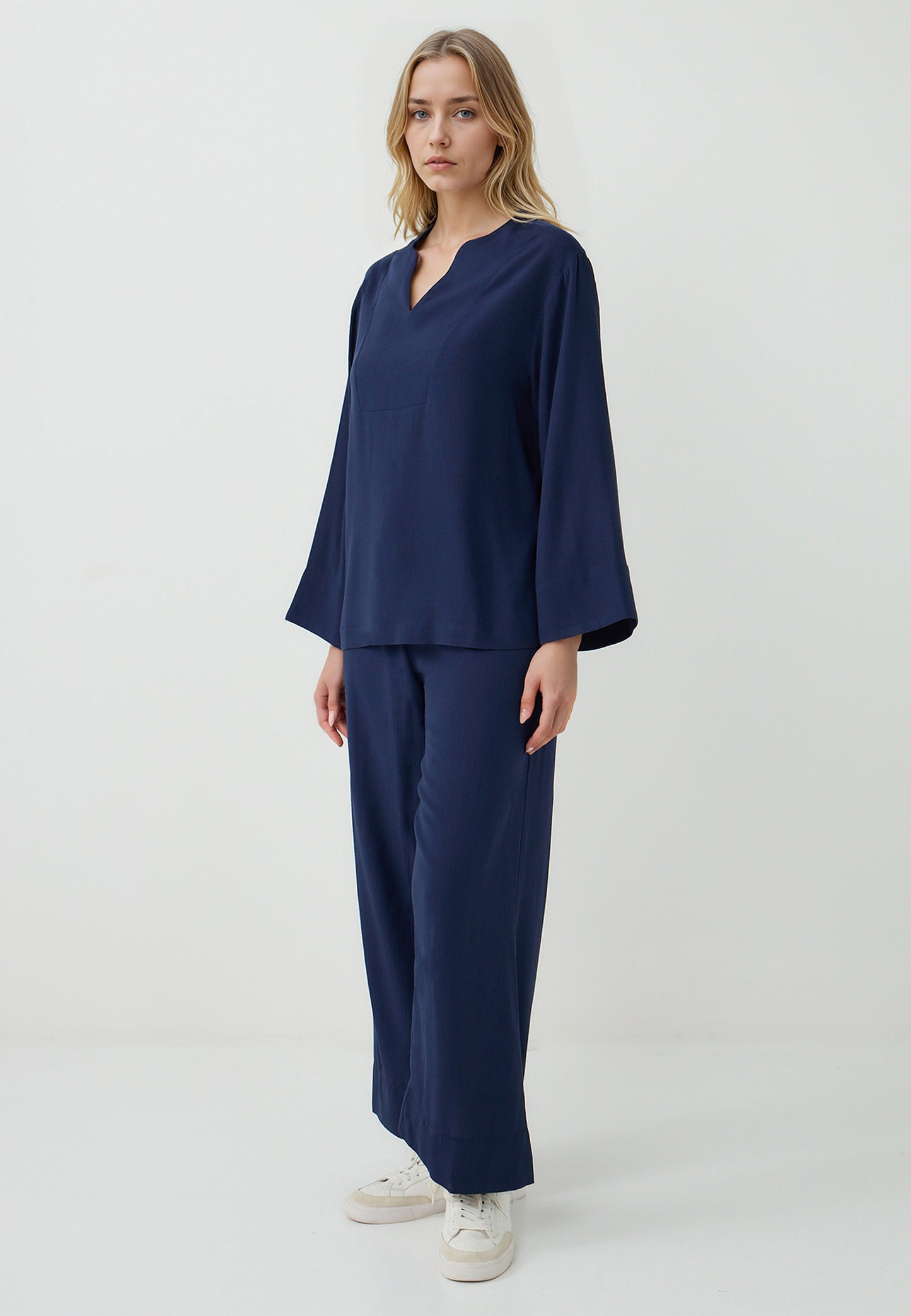 Loose Fit Woven Dark Blue Trousers