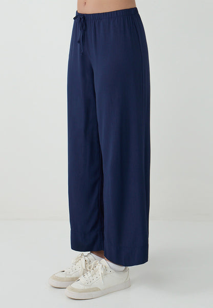Loose Fit Woven Dark Blue Trousers