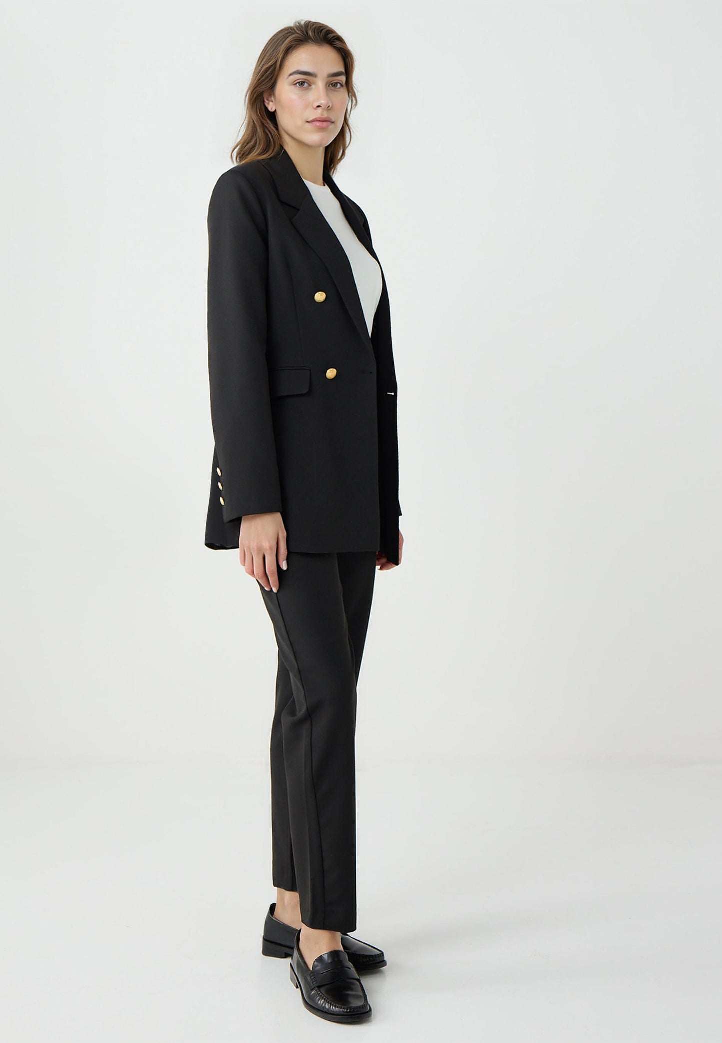 High-Waisted Straight-Cut Woven Pants