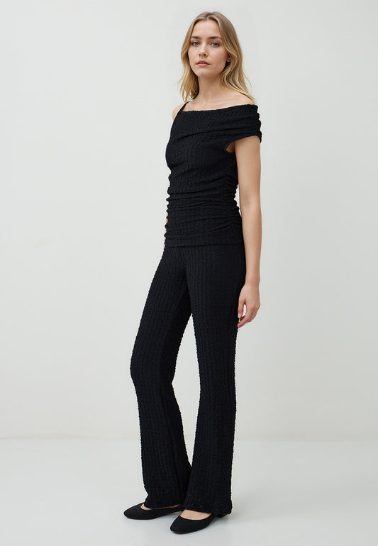 Slim Fit Woven Black Trousers