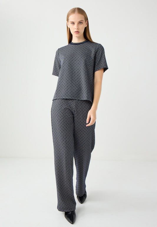 Regular Leg Regular Waist Patterned Knit Pants