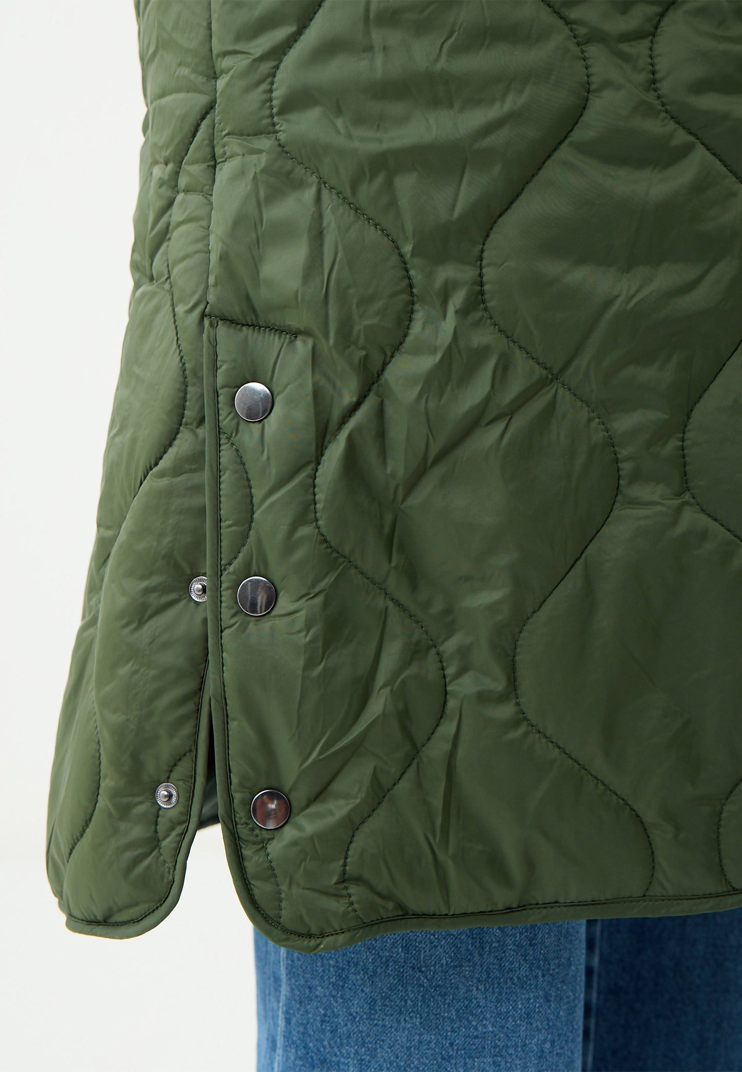 Khaki Woven Puffer Coat